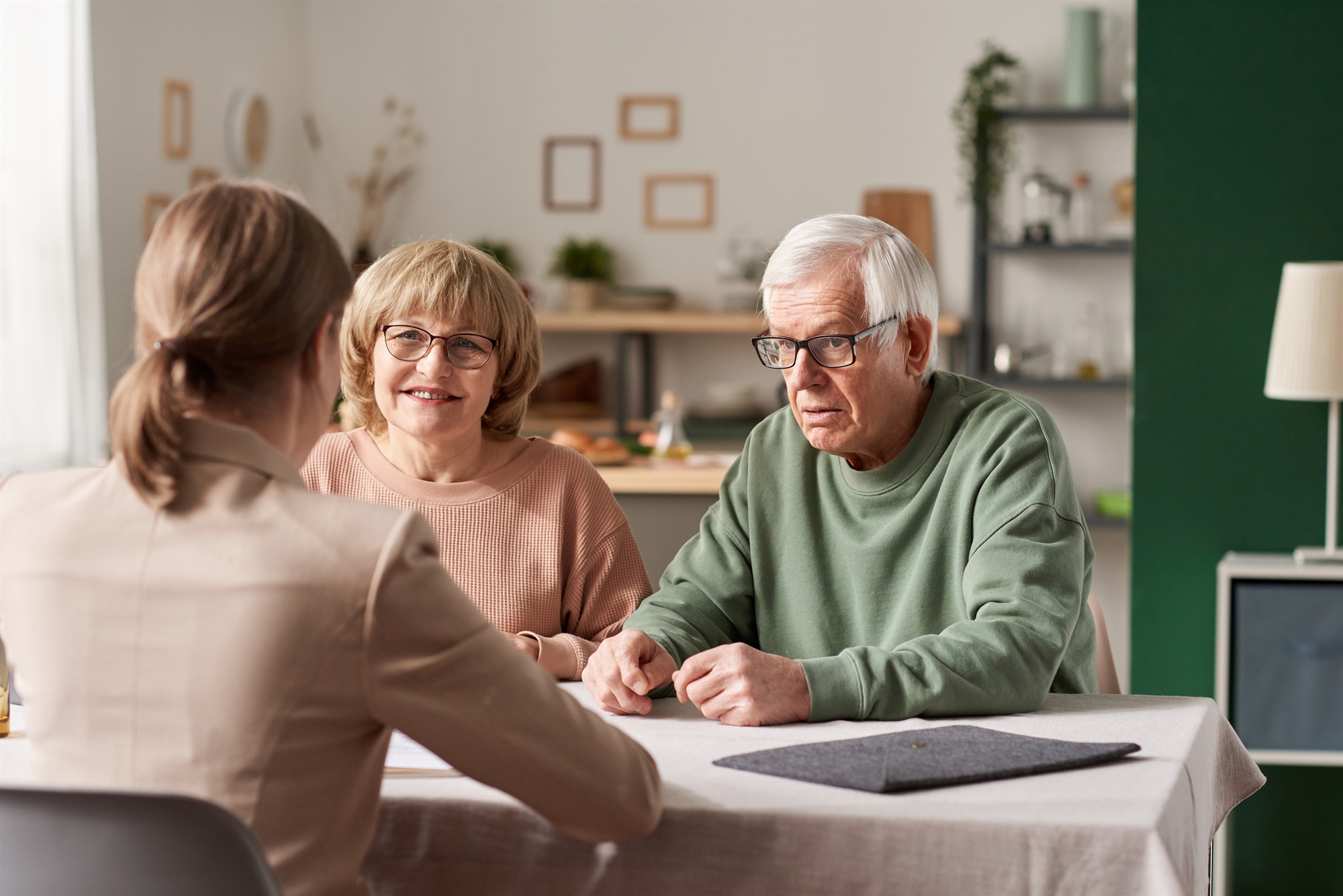 older couple working with provider